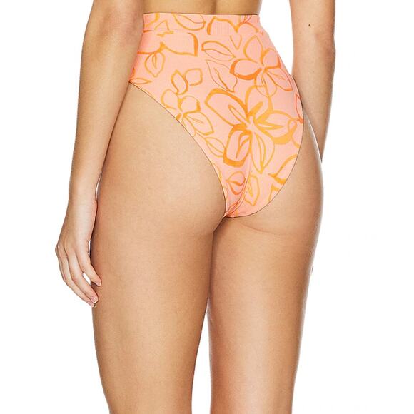 Tularosa Orange High Waist Bottom XS Fleur Floral V Cut Cheeky Revolve $88 NEW - Picture 3 of 7